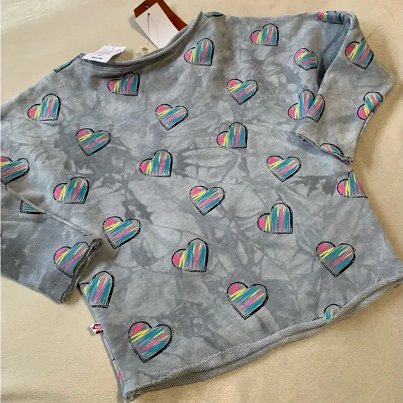 APPAMAN girls slouchy sweatshirt 80% gray cotton distressed style sweats… - Picture 3 of 14